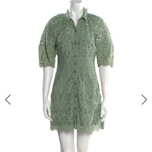 Rebecca Taylor Green Eyelet Moss Mini Dress XS size 2